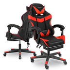 Silla de gaming con reposapiés, silla de gaming ergonómica, silla de ordenador con soporte lumbar, reposacabezas, sillas de PC de altura ajustable con asiento giratorio de 360° para oficina o gaming