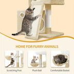Torre para Gatos Pequeña, 98Cm de Alto, Espaciosa y Robusta, con un Perch Grande Suave, Juguetes de Felpa, Escondites, Postes para Rascar, Alfombrilla para Rascar Gatos, Disponible en Gris Claro/Gris Oscuro/Beige