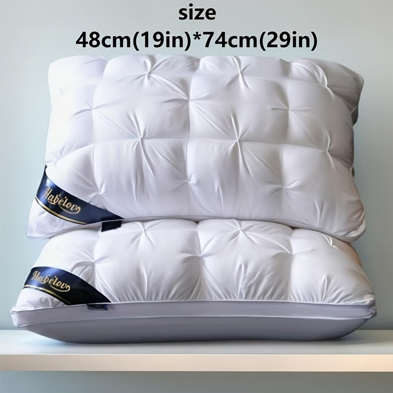 1/2 piezas Almohada de lujo tipo hotel para cama - Diseño ergonómico para quienes duermen de espalda, de lado y de estómago, solo lavado a mano, multiusos para el hogar y viajes, sueño cómodo, diseño de almohada elegante, relleno de alta densidad de 1000g