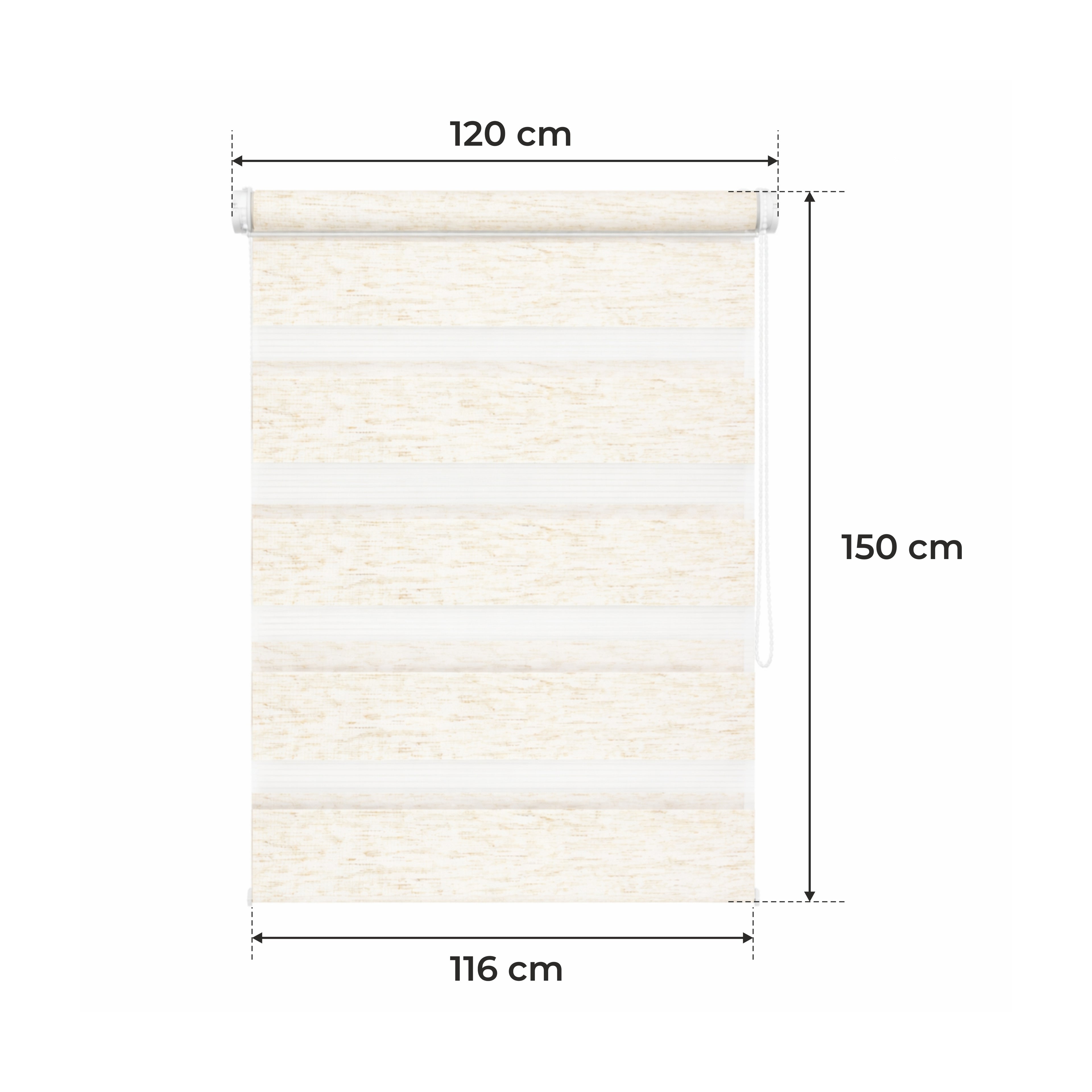 Persiana Día y Noche - Beige Melange - 32 Tamaños - BOJANEK Día y Noche - Instalación No Invasiva en Ventanas, Sin Necesidad de Taladrar, Ajuste por Cadena, Soportes Ajustables para Diferentes Grosos de Ventanas, Diseño Moderno, Protección de Luz y Privac