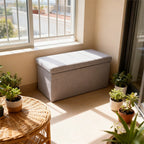 Reposapiés otomano de almacenamiento, taburete plegable para pies, caja de almacenamiento, taburete para el hogar, taburete para pies, banco, caja grande para guardar ropa de lino