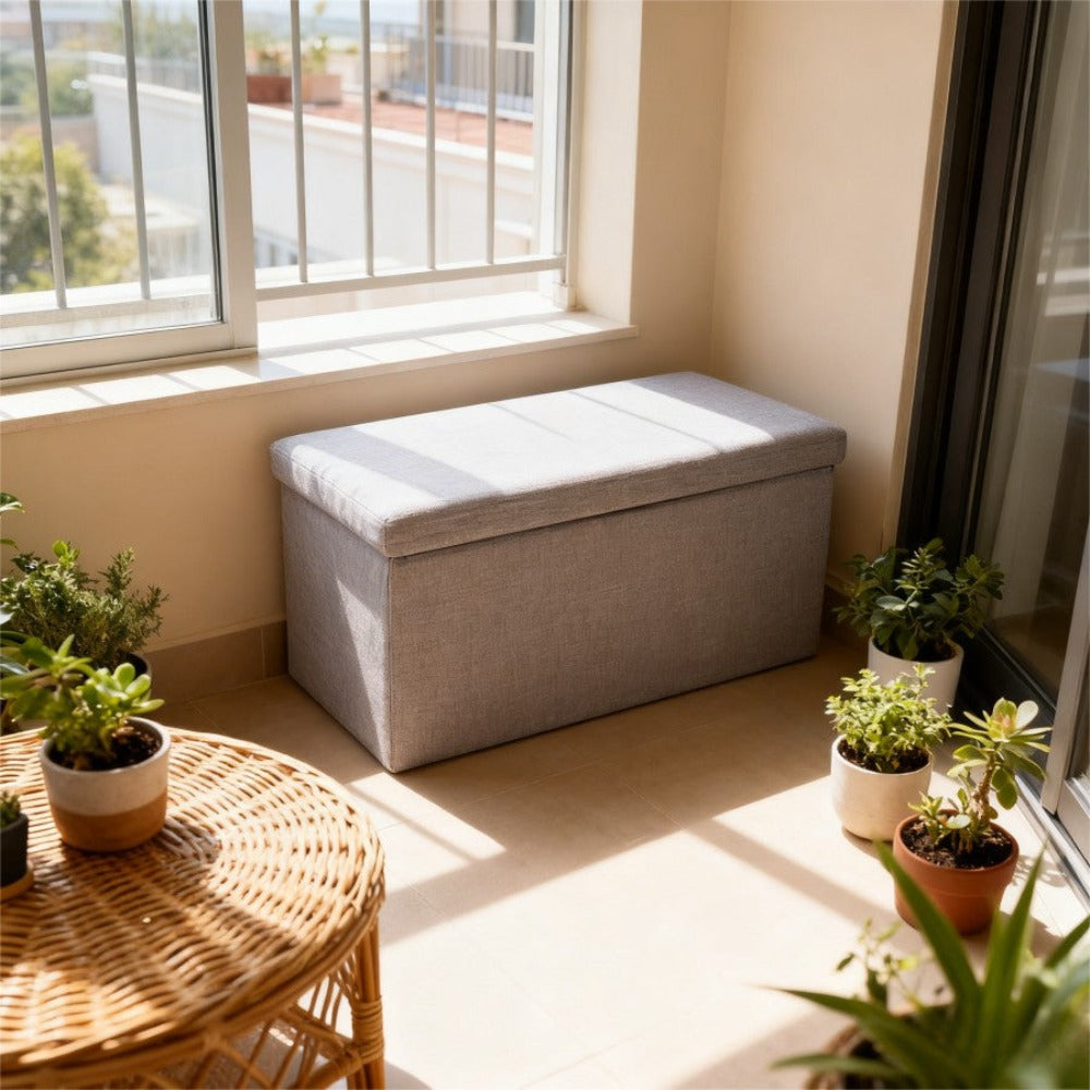 Reposapiés otomano de almacenamiento, taburete plegable para pies, caja de almacenamiento, taburete para el hogar, taburete para pies, banco, caja grande para guardar ropa de lino