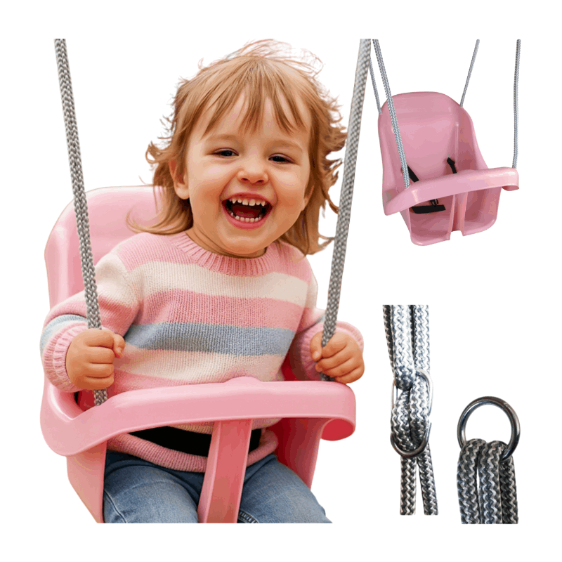 Colgacama tipo cubo para niños con cinturón de seguridad y cuerdas ajustables, asiento con respaldo alto y protección lateral, polipropileno duradero resistente a las condiciones climáticas y radiación UV, colgacama fácil de limpiar para el jardín, terraz