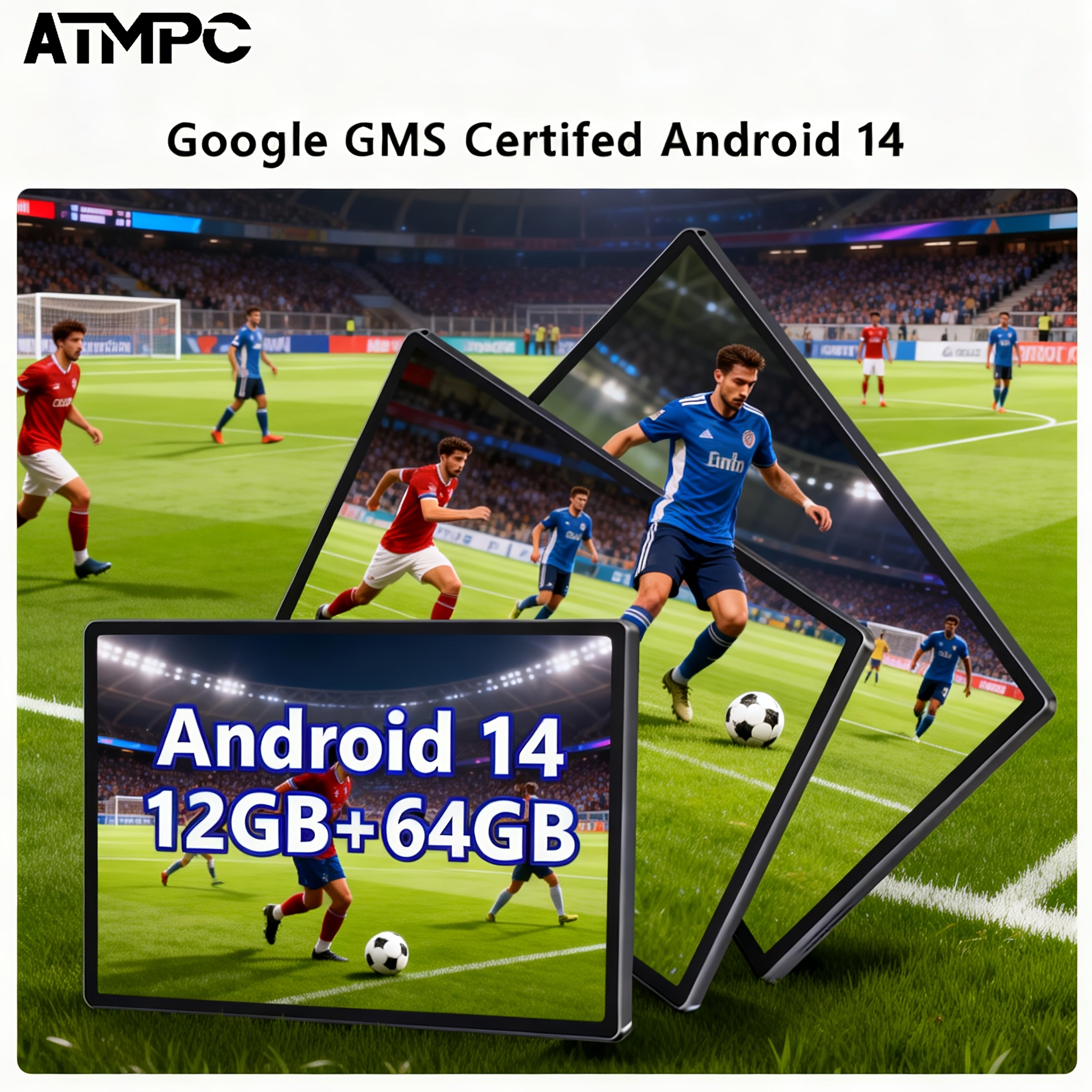 Tabletas Android | ATMPC, Tablet Android, Tablet Android 14 de 10 pulgadas con procesador Octa-Core, 12GB (4GB+8GB) y 128GB de almacenamiento