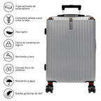 Maletín de Cabina con Múltiples Especificaciones Opcionales, Equipado con Ruedas Desmontables de 360°, Gancho Lateral Práctico y Cerradura de Combinación, Ligero y Resistente, en Gris Claro: La Opción Ideal para Viajes en San Valentín.