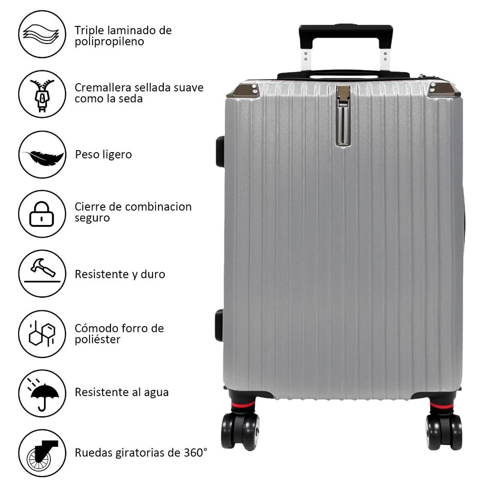 Maletín de Cabina con Múltiples Especificaciones Opcionales, Equipado con Ruedas Desmontables de 360°, Gancho Lateral Práctico y Cerradura de Combinación, Ligero y Resistente, en Gris Claro: La Opción Ideal para Viajes en San Valentín.