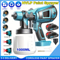 Pistola de pintura inalámbrica compatible con batería Makita de 18V, pistola rociadora de pintura eléctrica de 1000ML con 2 baterías de iones de litio de 3000Mah, aguja de rociado y boquilla de cobre puro, pistola rociadora para cercas, paredes, techos, m