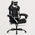 Silla Gaming, Silla Esports, Silla Gaming Ergonómica con Reposapiés, Silla Gaming de Carreras con Reposacabezas Ajustable, Silla de Ordenador con Altura Ajustable y Soporte Lumbar, Adecuada para Oficina en Casa y Gaming, Beige, Azul, Negro, Rojo, Naranja