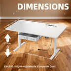 Escritorio Eléctrico Extra Grande Ajustable en Altura, Escritorio Eléctrico Vertical, Escritorio de Ordenador Ajustable en Altura, Mesa de Oficina Gaming Vertical con 2 Ganchos, para Oficina Moderna, Adultos