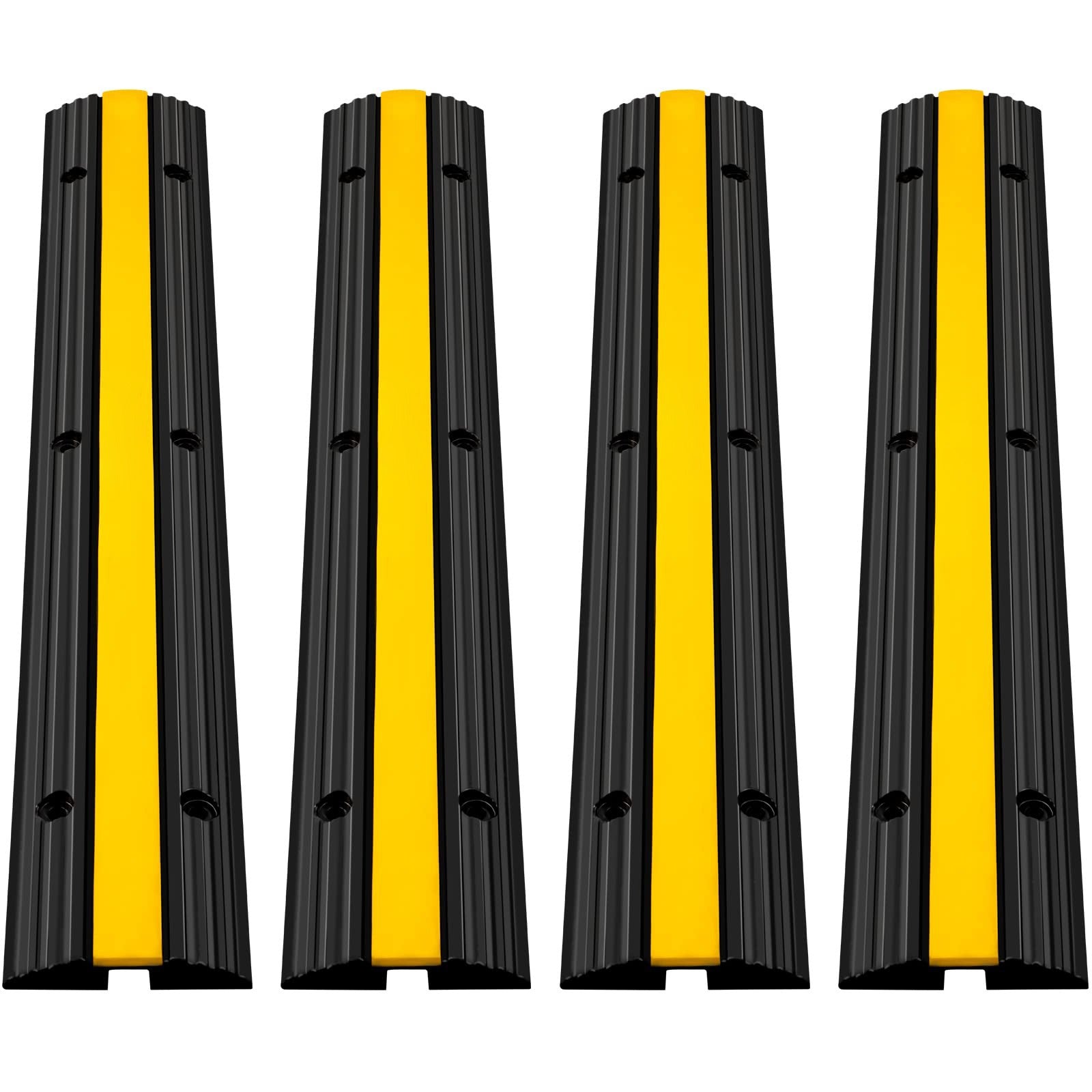VEVOR - Juego de 4 rampas protectoras de cables de goma de 1 canal para cargas pesadas con capacidad de carga de 22046 libras. Rampa protectora para cables y mangueras de entrada de vehículos.