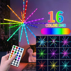 Luces colgantes de estrella explosiva, luces de fuegos artificiales, luces de hadas, luces de estrella explosiva, 114 LED, luces de meteorito, alimentadas por batería con control remoto, 84 modos de iluminación, operación adecuada para habitación de niña,
