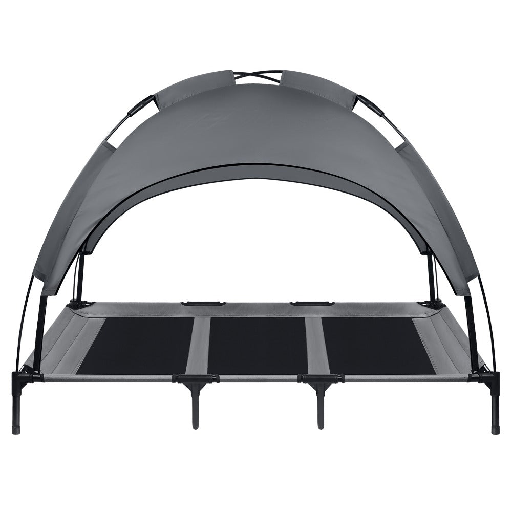 Cama para Perros con Dosel, Cama Elevada para Mascotas con Techo y Estructura de Hierro, Colchón para Dormir de Mascotas, Cama para Gatos, Gris, 76x61x76cm, 92x76x92cm, 122x92x102cm