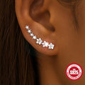 Pendientes de plata S925 para mujer con diseño de fila de flores, hipoalergénicos, aptos para uso diario, elegantes y versátiles, idea de regalo para festivos y Navidad, accesorio de regalo perfecto