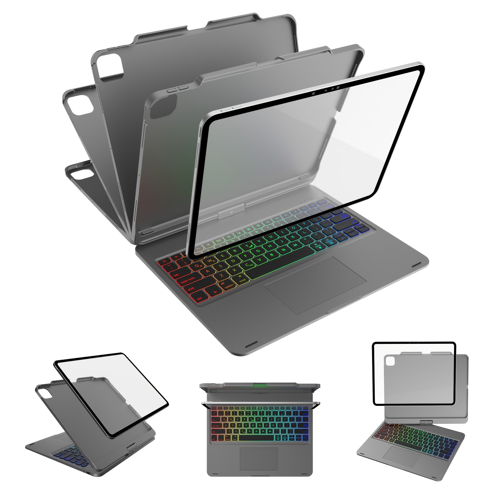 Funda con teclado giratorio para iPad para escritura, estudio y trabajo móvil