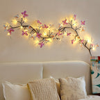 Luz LED de rama con mariposas 1.3 m | Para dormitorio, patio y decoración