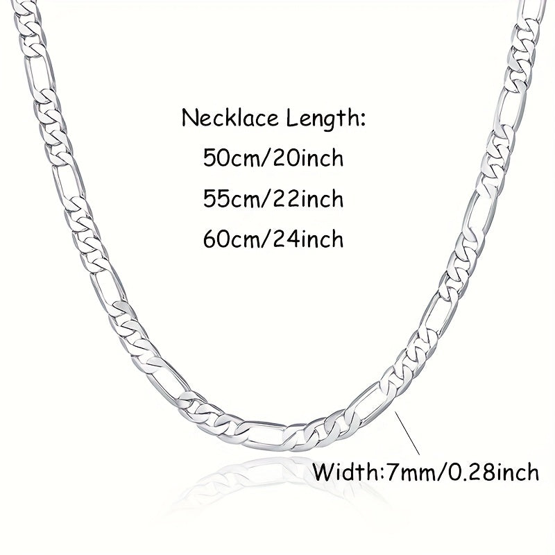 ARTPAGE Cadena Plateada 925 de Plata Esterlina Collar de Moda Figaro Plateado Collar de Moda Urbana Encanto Unisex Regalo para Hombres Día de San Valentín Día del Padre Cumpleaños Navidad con Caja de Regalo