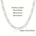ARTPAGE Cadena Plateada 925 de Plata Esterlina Collar de Moda Figaro Plateado Collar de Moda Urbana Encanto Unisex Regalo para Hombres Día de San Valentín Día del Padre Cumpleaños Navidad con Caja de Regalo