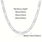 ARTPAGE Cadena Plateada 925 de Plata Esterlina Collar de Moda Figaro Plateado Collar de Moda Urbana Encanto Unisex Regalo para Hombres Día de San Valentín Día del Padre Cumpleaños Navidad con Caja de Regalo
