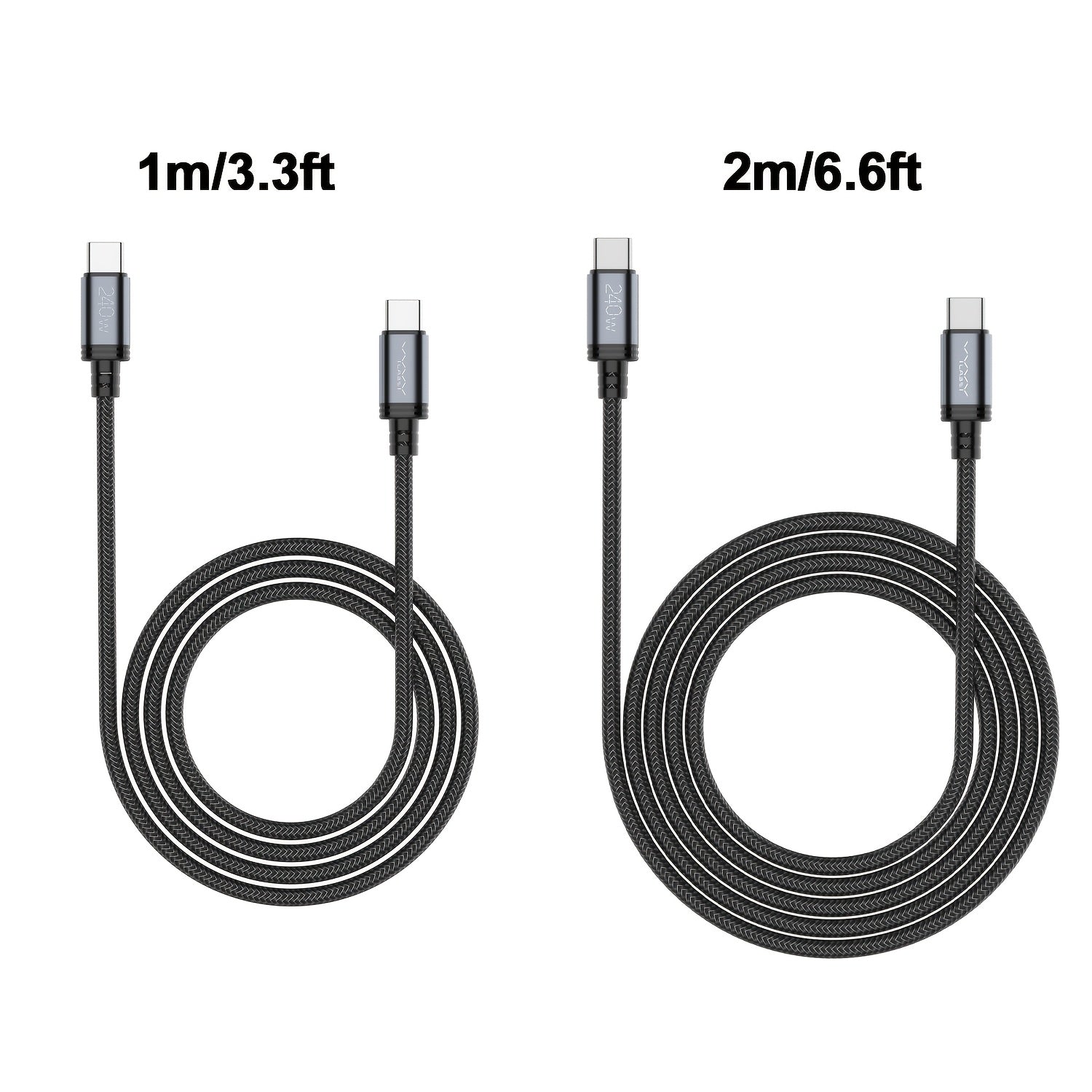 Cables USB-C de carga rápida 240W para portátil tableta y móvil | 240W y 100.58cm y 6 piezas