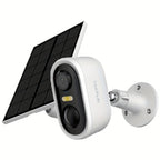 Cámara de seguridad inalámbrica con panel solar para exteriores LaxiHub, visión nocturna FHD de 3MP, foco, batería sin cables de 5200mAh, detección humana PIR, audio bidireccional, almacenamiento en tarjeta SD/nube, cámara de visión nocturna a color, cáma