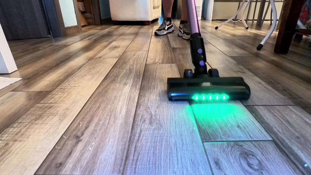 Aspiradora Inalámbrica de Alta Succión para el Hogar, Aspiradora Multiusos 10 en 1 con Cañón, Autonomía de 45 Minutos, 3 Modos de Succión con Luces LED Verdes Mejoradas y Cepillo Sin Enredos para Hogar, Pisos de Madera, Alfombras y Pelo de Mascotas