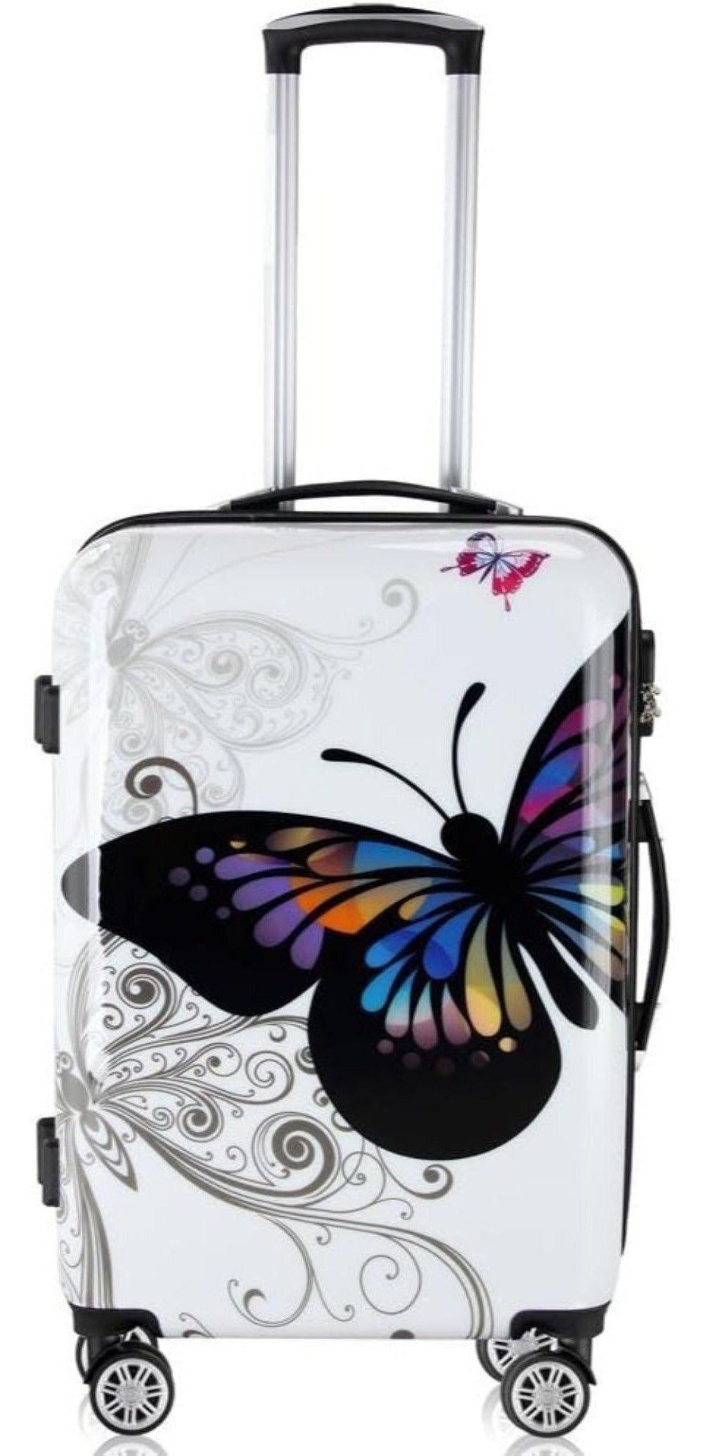 Monzana® Completo Set de 3 Maletas de Viaje Butterfly 42L 66L 98L Valijas Equipaje Mango Telescópico 4 Ruedas 360°