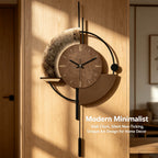 Reloj de Pared Grande y Silencioso con Movimiento de Cuarzo Japonés, Diseño Moderno en Madera y Metal para Decoración de Halloween y Navidad, Funciona con Pilas AA (No Incluidas), Pantalla Analógica para Sala, Cocina, Oficina, Decoración de Pared, Acabado