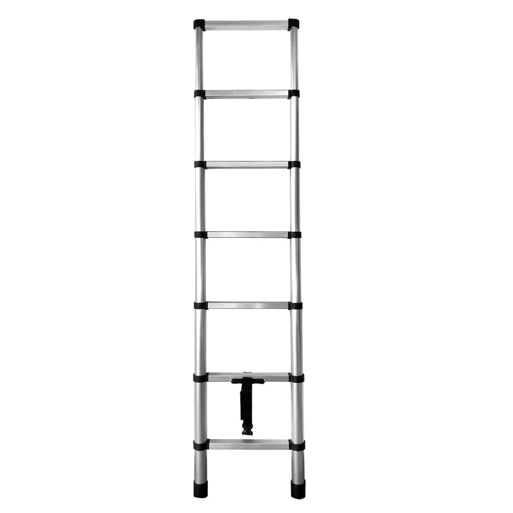 Escalera Telescópica de Acero Galvanizado Extensible y Plegable 2 a 4,4 Metros | Altura Ajustable por Peldaños con Cierre de Seguridad | Certificada EN131 para Uso Profesional y Doméstico | Base Antideslizante con Pies de Goma | Ideal para Reformas, Jardí