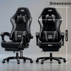 Silla de gaming ergonómica con acolchado de resorte ultrasuave, silla de oficina con reposacabezas y soporte lumbar, ángulo de inclinación y reposapiés ajustables, hecha de piel sintética duradera, regalos para novio