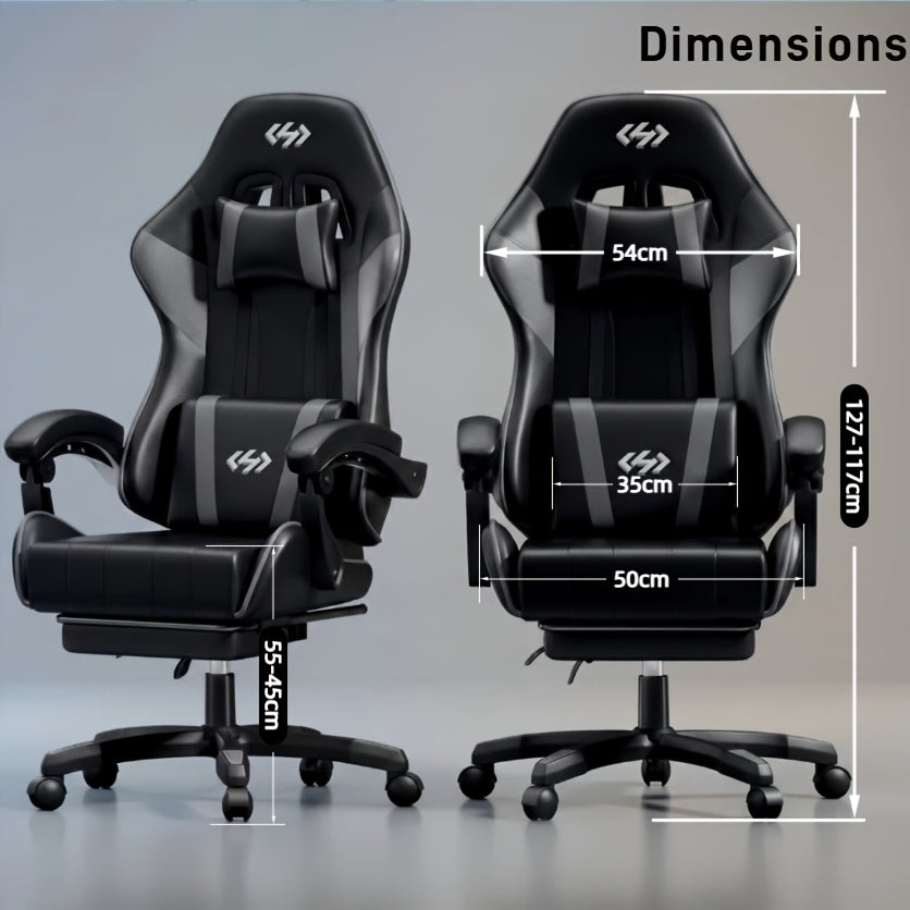 Silla de gaming ergonómica con acolchado de resorte ultrasuave, silla de oficina con reposacabezas y soporte lumbar, ángulo de inclinación y reposapiés ajustables, hecha de piel sintética duradera, regalos para novio