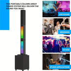 Sistema de megafonía portátil Active Powered Column Line Array, altavoz sin varillas con subwoofer, sistema de sonido de altavoz TWS, altavoz de audio sin varillas tipo división con mezclador de 3 canales, altavoces inalámbricos potentes y ruidosos, luces