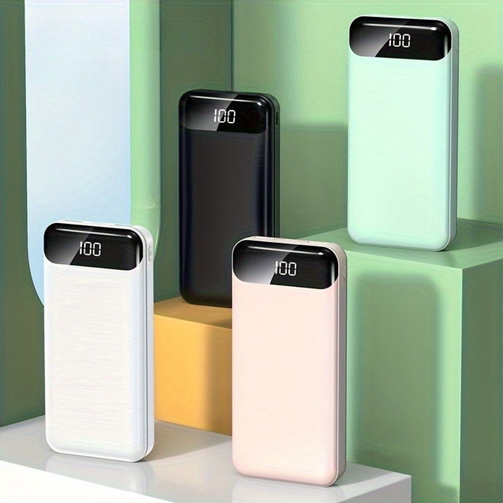 Batería Externa Portátil de Gran Capacidad de 20000Mah, 2 Salidas USB y Salida/Entrada Tipo-C, Ideal para Cargar Dispositivos Móviles, Equipada con Pantalla LED/ Múltiples Colores para Elegir, Dispositivo de Fuente de Alimentación de Emergencia Portátil p