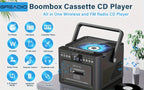 Reproductor portátil de CD y casete para música, radio y grabación