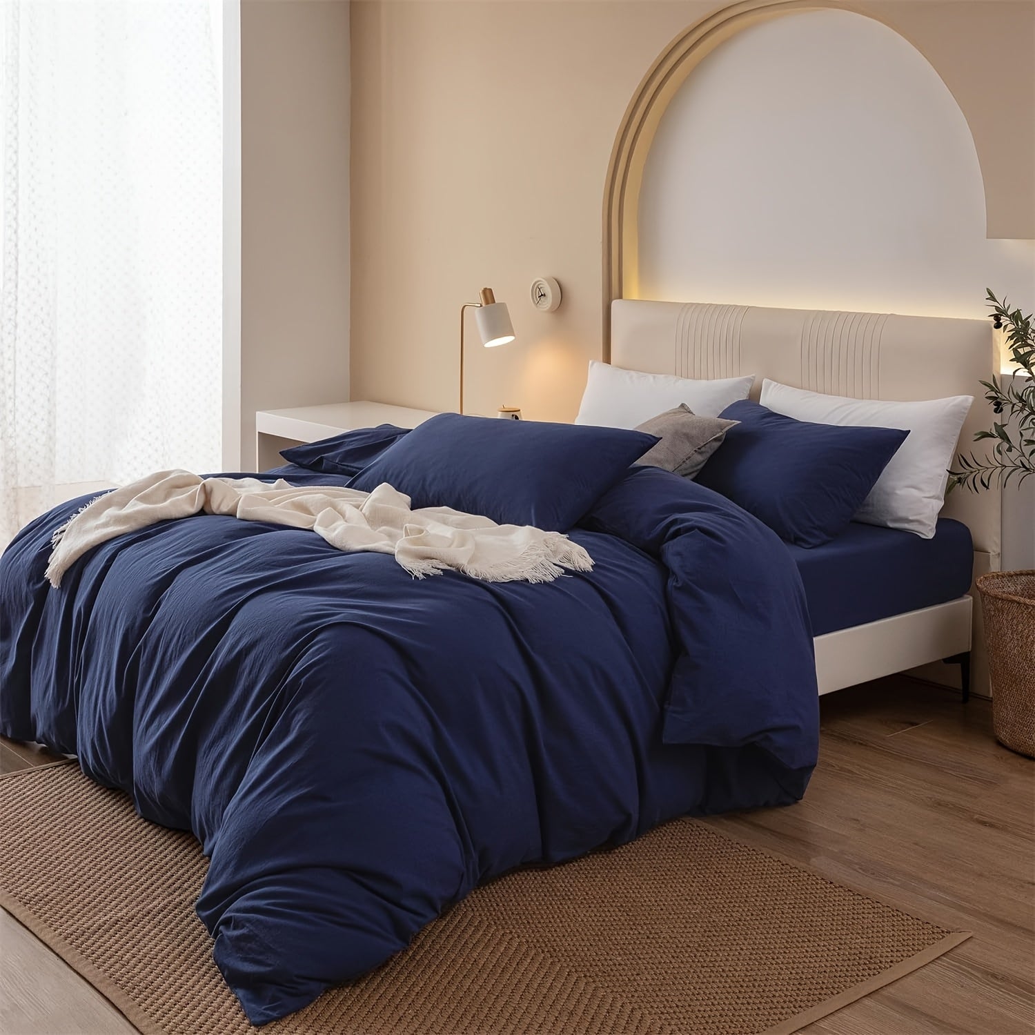 Juego de cama de color liso suave y cómodo para cama individual, sábana de algodón de 135X200Cm y funda de almohada de 80X80Cm con cremallera