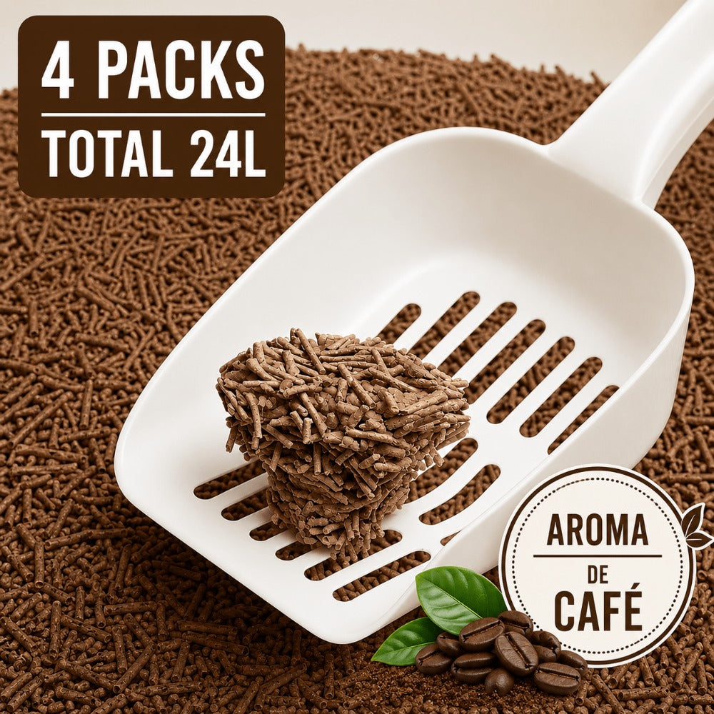 Arena de Tofu para Gatos 6L x 4 Bolsas – Ultra Aglomerante, Sin Polvo, Control de Olores, Absorbente y Segura para Gatitos