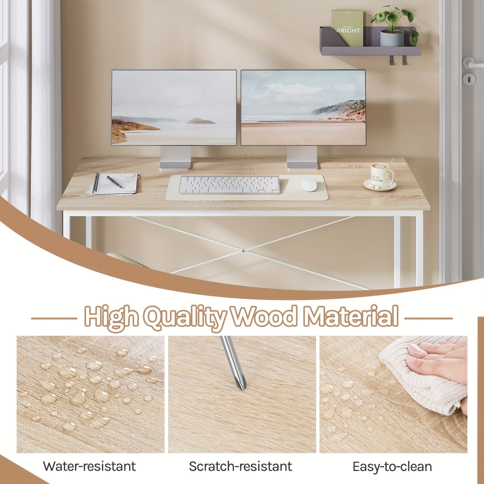 Escritorio | Escritorio de oficina ergonómico universal de 1 pieza para uso de oficina, altura ajustable con diseño ergonómico, tablero engrosado