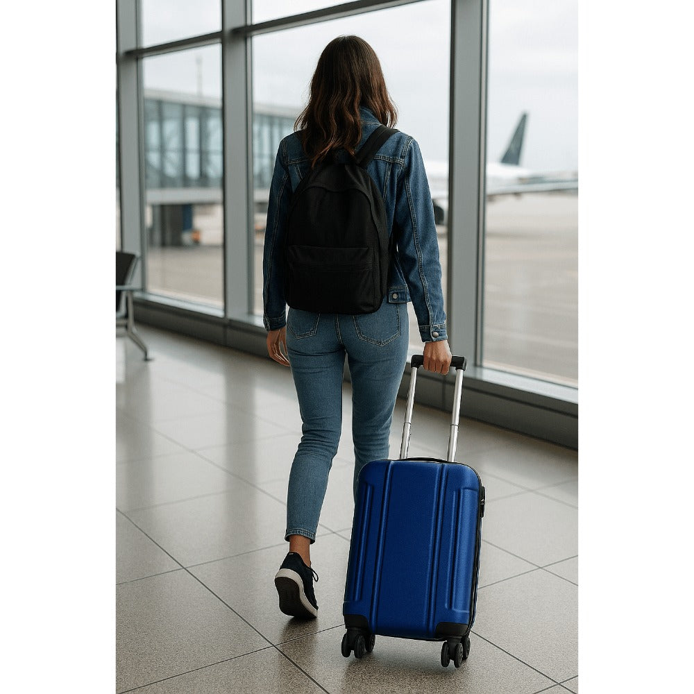 Maleta Avión Equipaje de Mano Viaje Cabina Trolley ABS Rígida 4 Ruedas Maleta de cabina rigida con asa telescopica 55x35x20CM