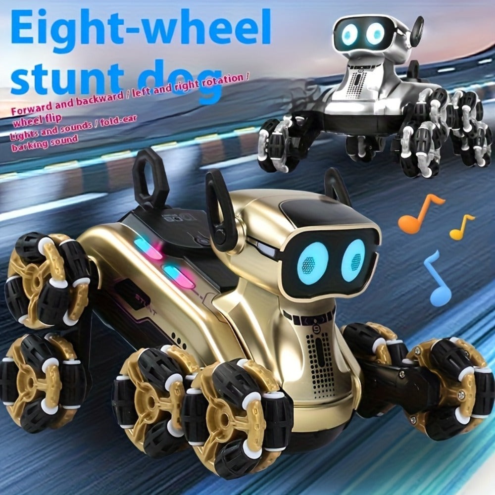Robot Perro Espacial Mecánico más Nuevo de 2025 con Control Remoto y Tracción en 8 Ruedas, Apto para Fiestas, Espectáculos de Acrobacias - Juguete de Robot de Plástico Duradero, Mascota Electrónica para Juego al Aire Libre, Construcción Robusta, Acrobacia