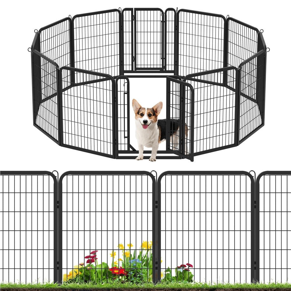 Corral para cachorros Costoffs de 65 cm de ancho x 80 cm de alto con paneles de malla, recinto plegable para perros con puerta y estacas de sujeción para uso en interiores y exteriores
