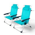 Silla Playa Plegable, Sillon Alto con Cojín, Reclinable, Altura del Asiento 29,5 cm, Asa de Transporte, Bolsillo para Movil y Bebida Textileno Resistente, Jardin, Camping, Hamaca