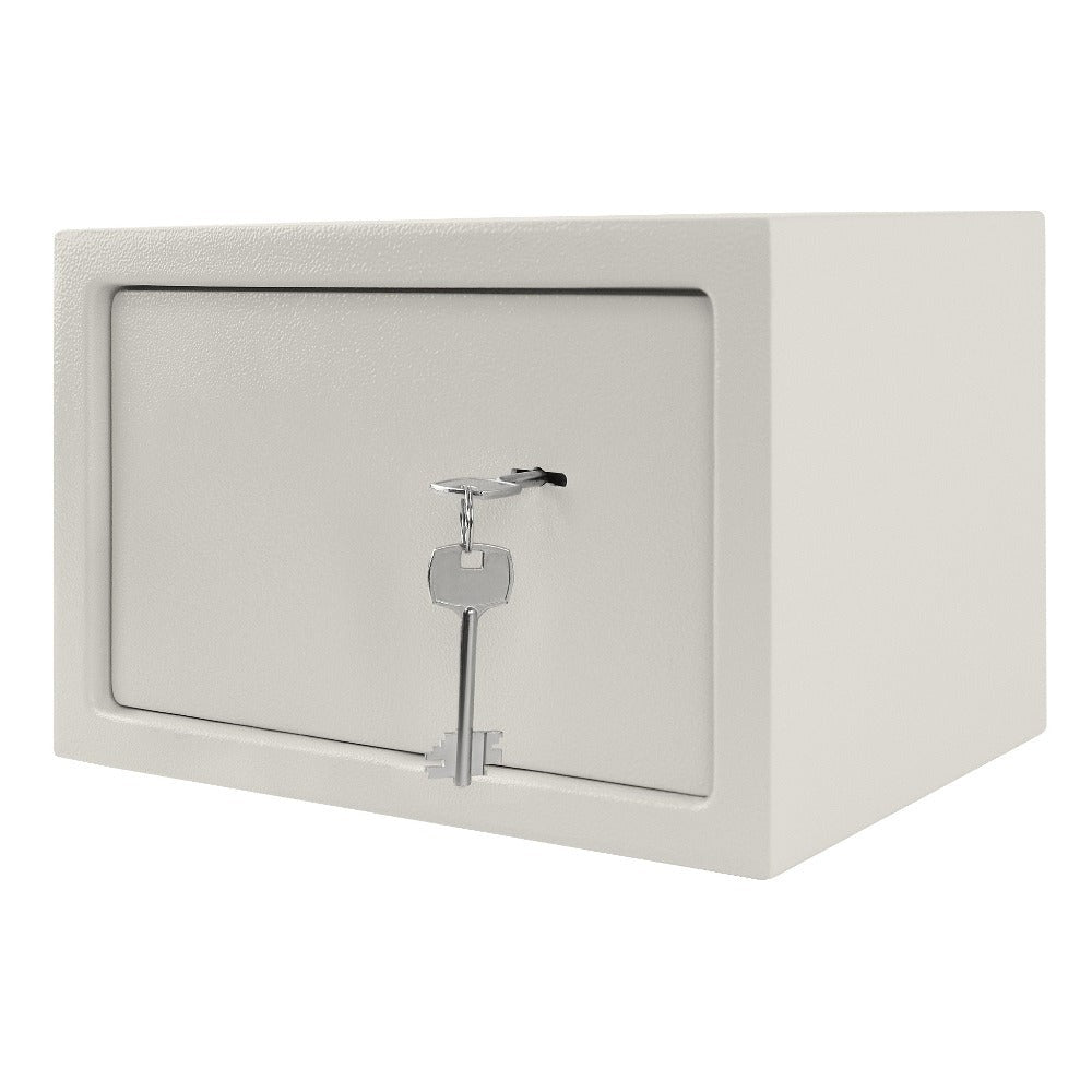 Caja Fuerte para Muebles con Doble Candado de Pestaña, Puerta Colgante de Acero, 2 Llaves, para Caravanas, Armarios y Gabinetes de Oficina, Color Plateado, Tamaño S 31 x 20 x 20 cm / XL 35 x 31 x 50 cm