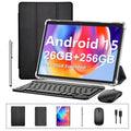 Tableta QDDQ Android 15 con teclado, 256 GB de almacenamiento, 26 (6+20) GB de RAM, expansión SD de 1 TB (sin tarjeta SD), tableta 2 en 1, tableta de 10.1 pulgadas con funda, ratón, lápiz óptico, IPS de 1280x800, inalámbrica 2.4G/5G, tableta WIFI, Tipo-C