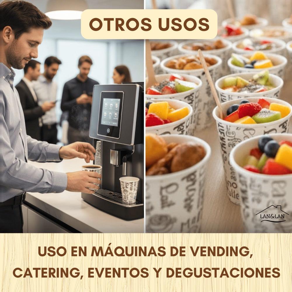 Vasos Cafe Desechables - Vasos Cartón Para Llevar Bebidas Calientes en Hostelería, Eventos y Catering - LAN&LAN
