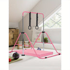 Barra de gimnasia ajustable para entrenamiento en casa, completa con agarres, muñequeras, clavos de suelo y una alfombra de ejercicios