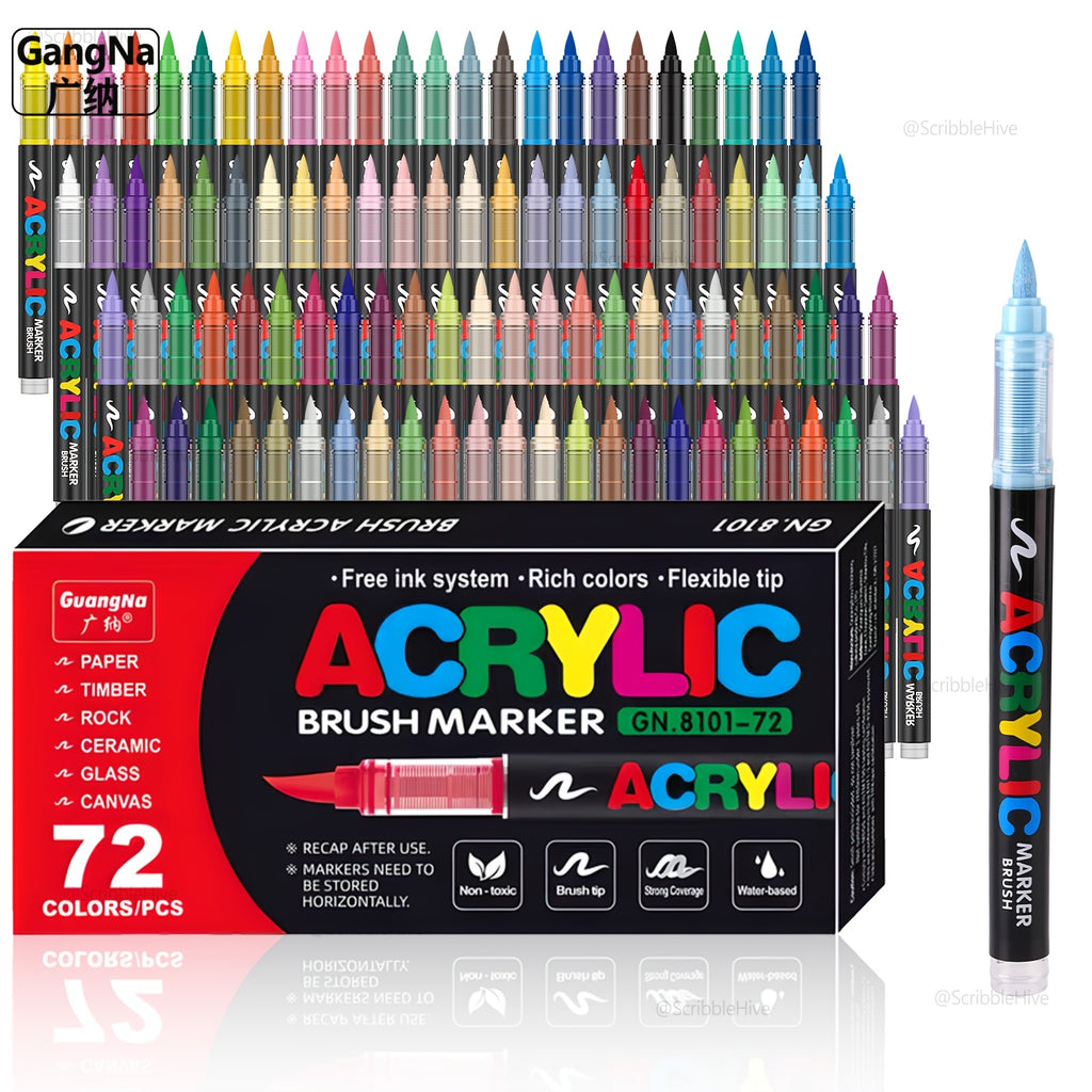 Rotuladores | Rotuladores de pintura acrílica de 72 colores, nuevos de 2026, bolígrafos de pintura con punta de pincel suave y rotuladores de