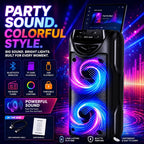 Sistema de altavoz de karaoke portátil Bluetooth, subwoofer dual de 3 pulgadas con graves profundos, luces de fiesta LED, radio FM, estéreo sin varillas TWS, altavoz PA de alto volumen, altavoz Bluetooth para exteriores para fiestas de verano, camping, pl