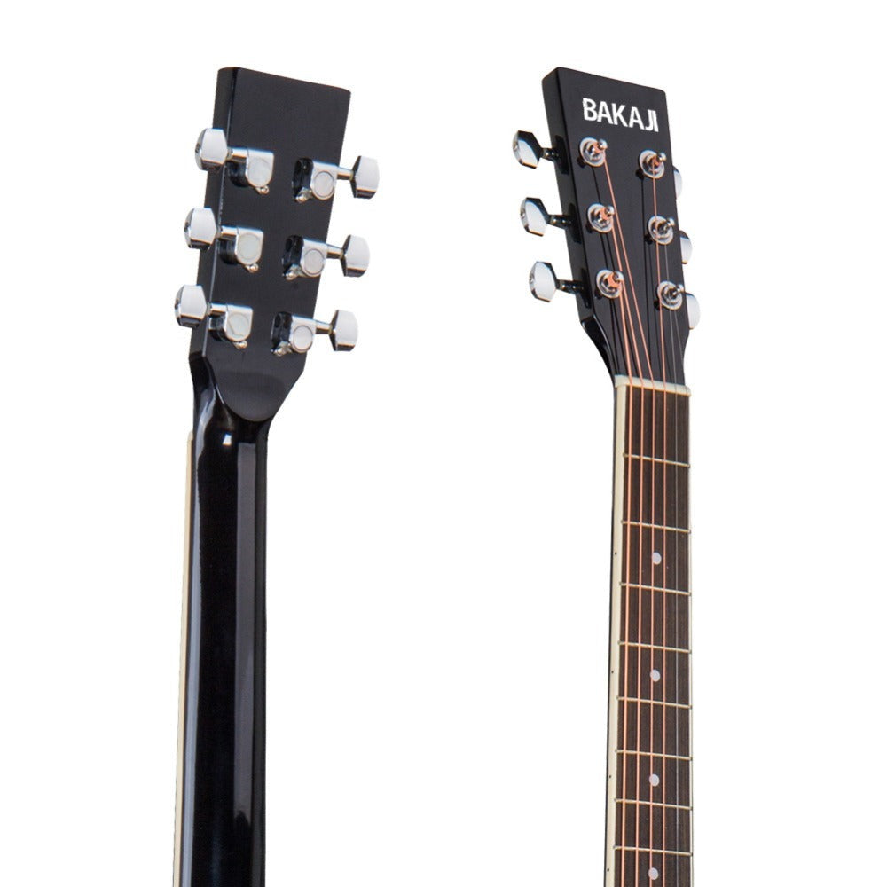 BAKAJI Guitarra Acústica Eléctrica de 41 Pulgadas con Estuche, Kit de Reemplazo de Cuerdas, Púas, Cable de Amplificador y Correa, Guitarra Folk Cutaway para Adultos y Principiantes