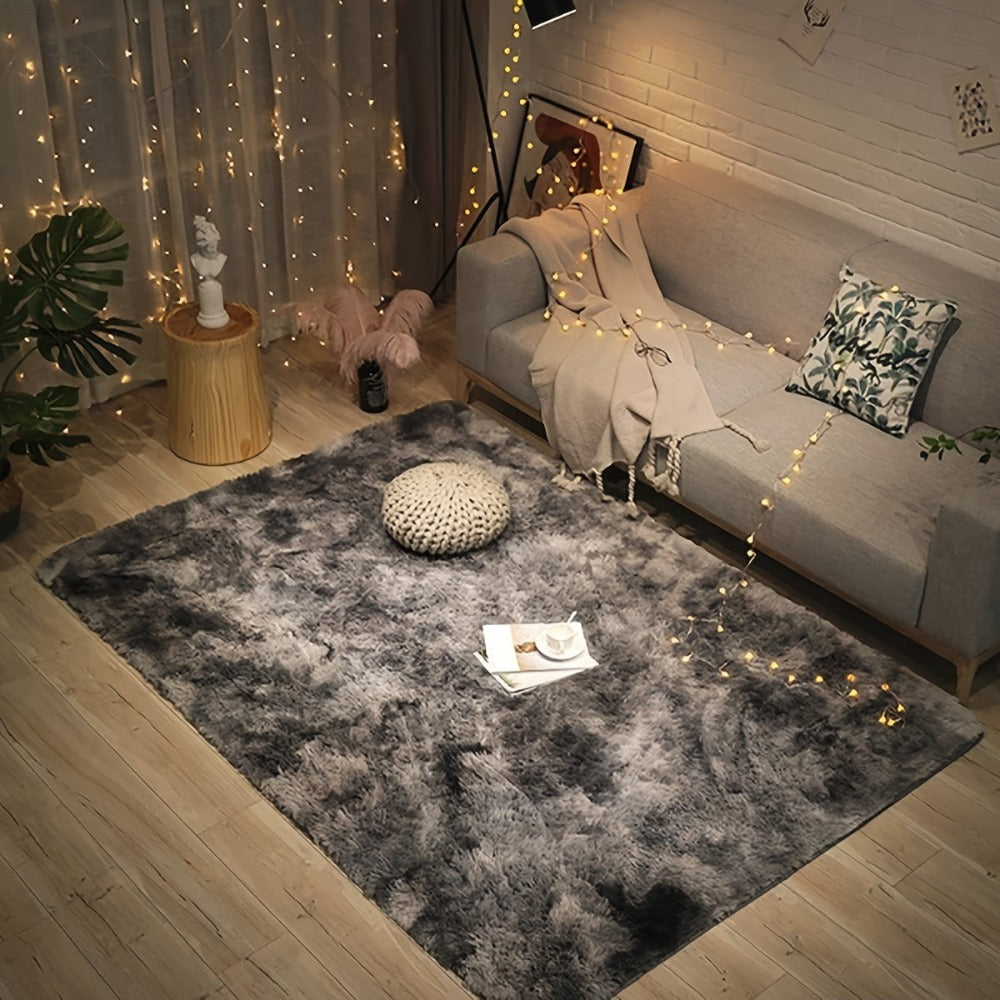1pc alfombra de felpa suave, alfombra antideslizante, alfombra para cabecera, tapete tie dye para sala, decoración del hogar, colchoneta para mascotas, alfombra para dormitorio o sala, ideal para decoración navideña y Halloween