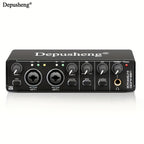 Interfaz de audio profesional Depusheng, tarjeta de sonido, 24 bits/192 kHz, XLR y alimentación fantasma, para guitarra eléctrica, PC/streaming/Win, alimentación por USB