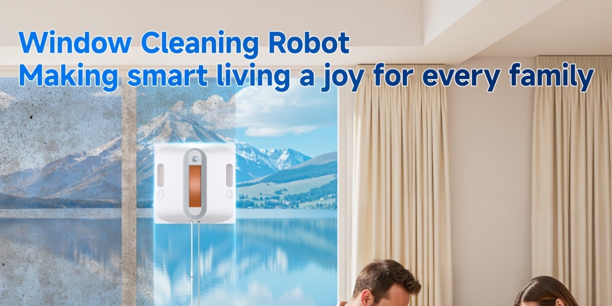 Robot de limpieza de ventanas cuadrado, producto electrónico inteligente 2025, succión grande de 7.5Kpa, planificación de camino inteligente, sistema de protección de seguridad de 8 capas, limpieza de bordes, la esponja se puede lavar y usar, boquillas de